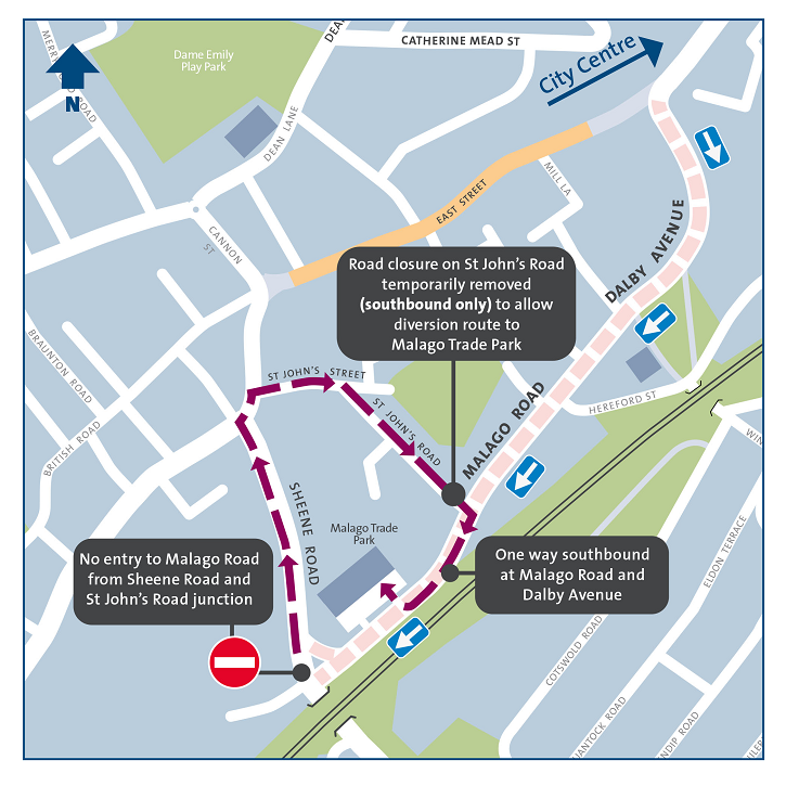 Temporary road changes in Bedminster and Southville